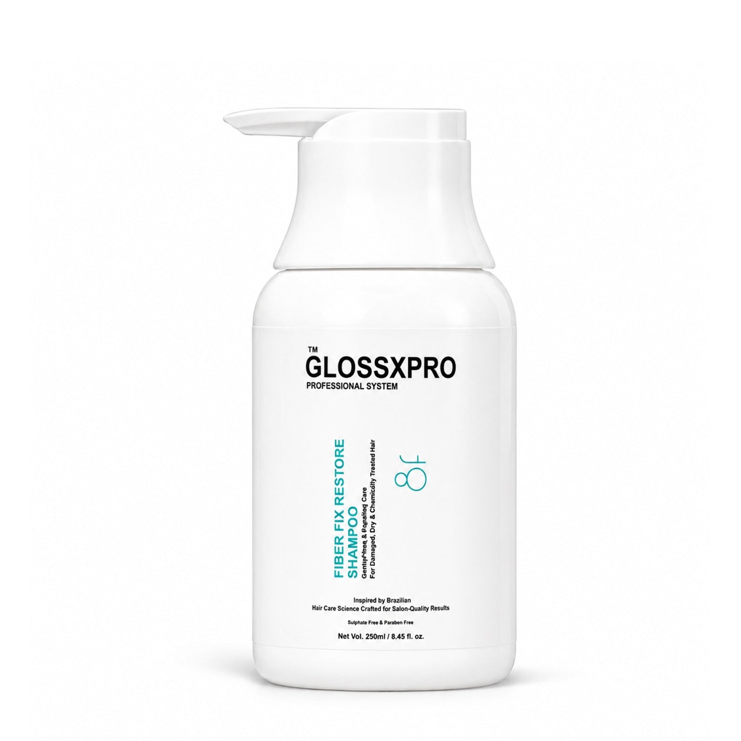 GLOSSXPRO Professional System Fiber Fix Restore Shampoo | Bond Repair Shampoo for Damaged Hair | Strengthens & Restores Hair Fibers | Reduces Breakage | Sulphate Free | Paraben Free | 250 ml
