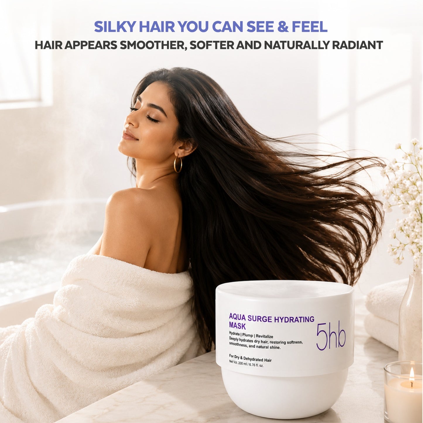 GLOSSXPRO Professional System Aqua Surge Hydrating Hair Mask | Deep Moisture Hair Mask for Dry & Frizzy Hair | Intense Hydration, Frizz Control & Shine | Sulphate Free | Paraben Free | 200g