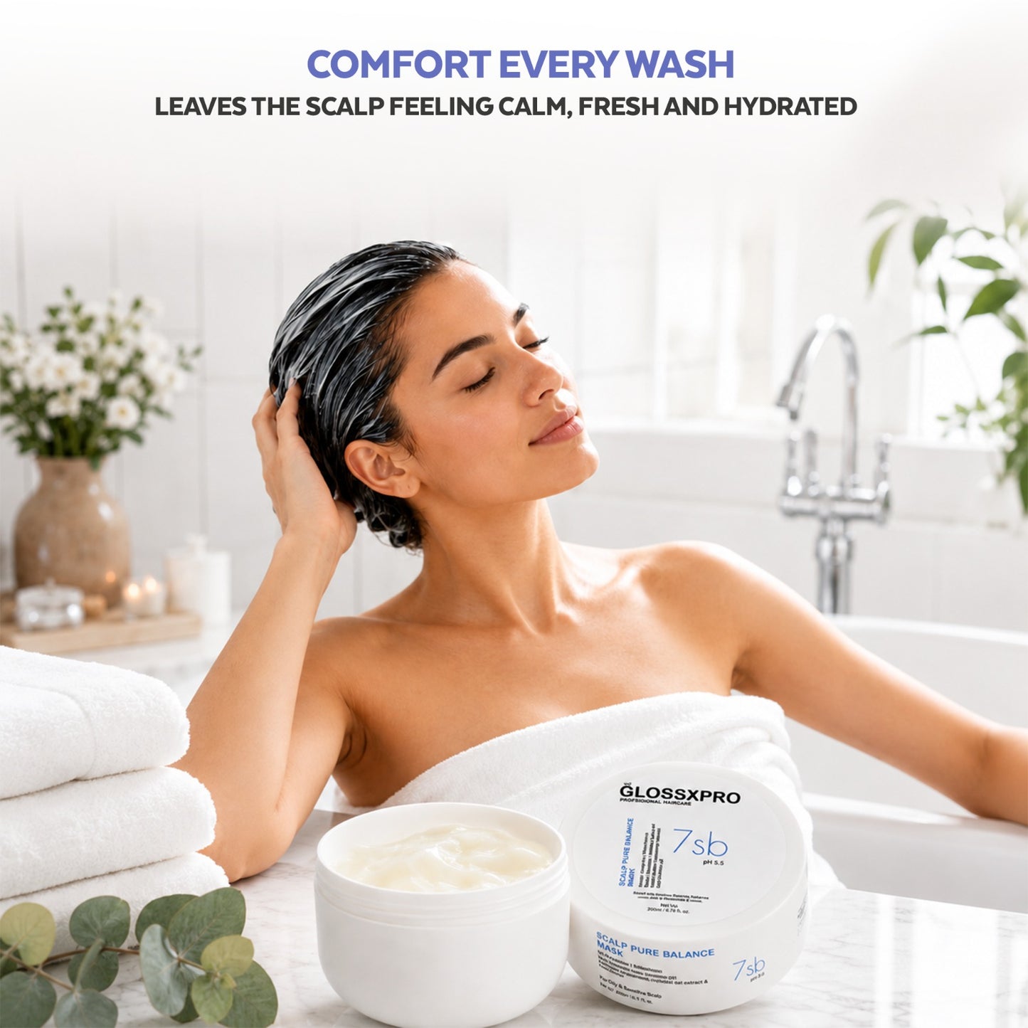 GLOSSXPRO Professional System Scalp Pure Balance Hair Mask | Anti-Dandruff Hair Mask | Deep Scalp Nourishment & Hydration | Helps Reduce Flakes, Controls Excess Oil & Soothes Itchy Scalp | Sulphate Free | Paraben Free | 200g