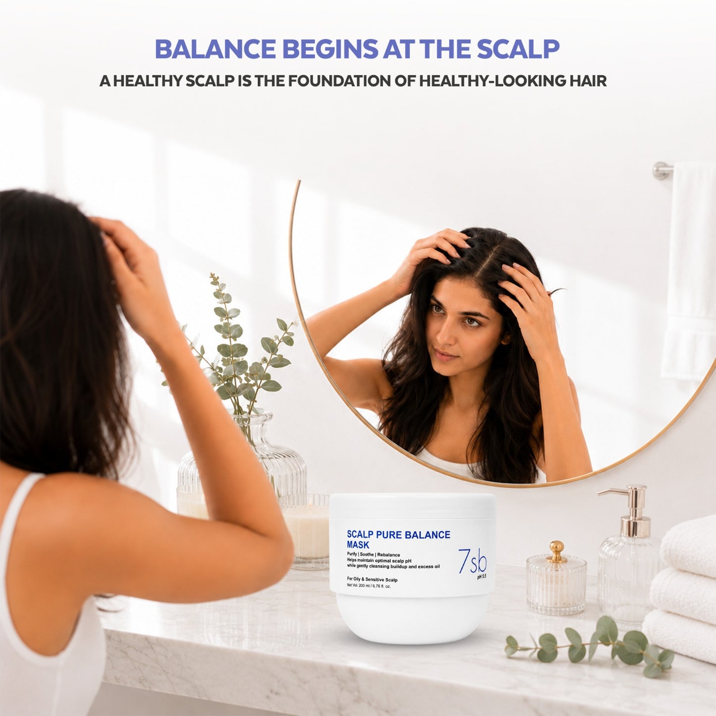 GLOSSXPRO Professional System Scalp Pure Balance Hair Mask | Anti-Dandruff Hair Mask | Deep Scalp Nourishment & Hydration | Helps Reduce Flakes, Controls Excess Oil & Soothes Itchy Scalp | Sulphate Free | Paraben Free | 200g