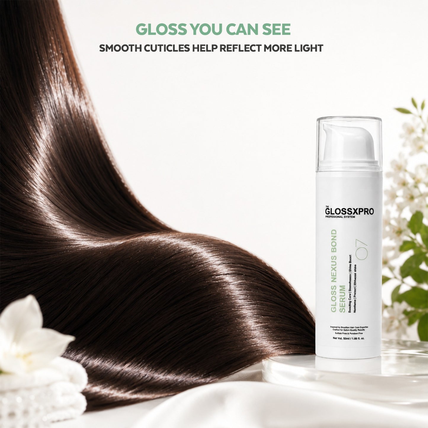 GLOSSXPRO Professional System Gloss Nexus Bond Serum | Bond Repair Hair Serum | Anti-Frizz Leave-In Serum | Heat Protection, Smoothness & Shine | Lightweight, Non-Greasy Formula | For Dry, Damaged & Chemically Treated Hair