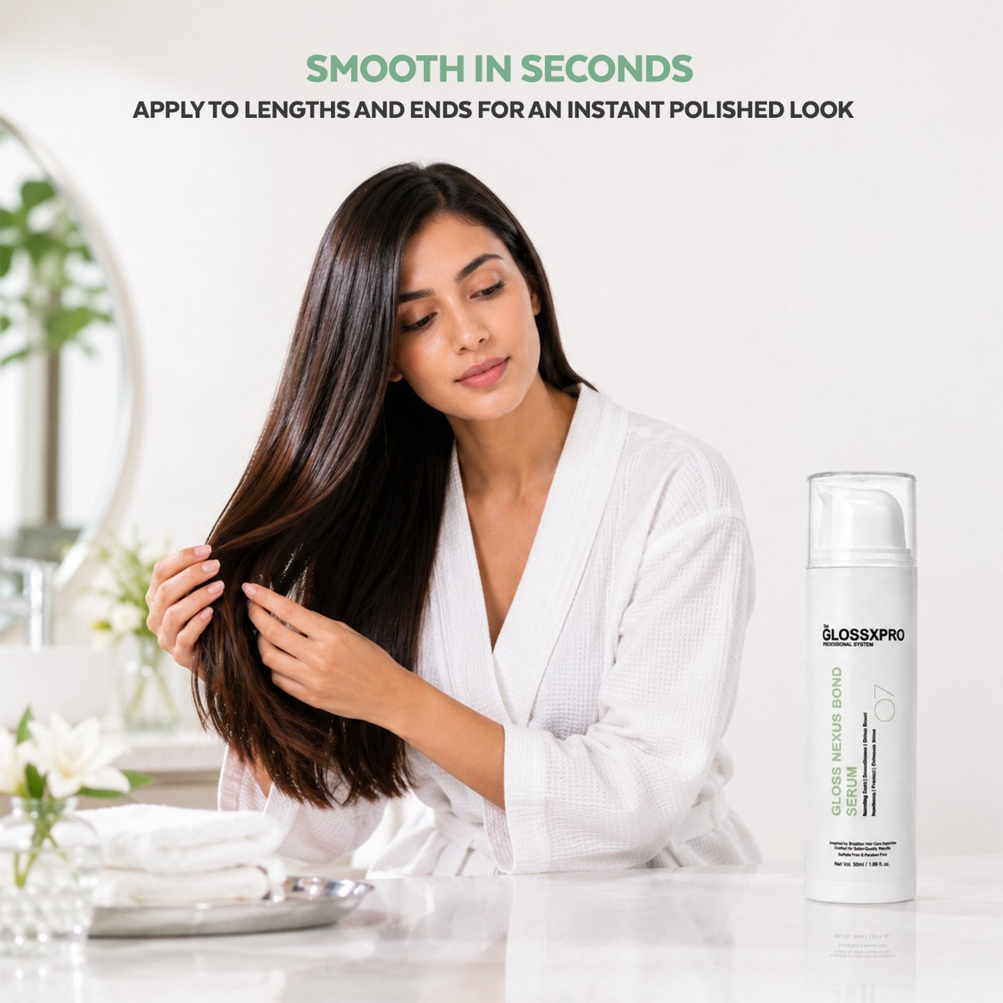 GLOSSXPRO Professional System Gloss Nexus Bond Serum | Bond Repair Hair Serum | Anti-Frizz Leave-In Serum | Heat Protection, Smoothness & Shine | Lightweight, Non-Greasy Formula | For Dry, Damaged & Chemically Treated Hair