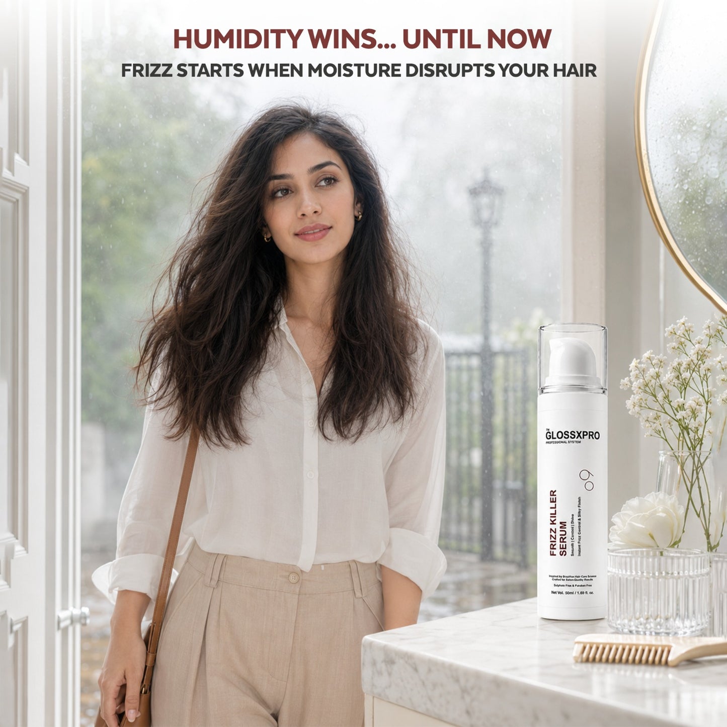 GLOSSXPRO Professional System Frizz Killer Hair Serum | Anti-Frizz Leave-In Hair Serum | Smooths Flyaways, Adds Shine & Heat Protection | Lightweight & Non-Greasy | For Dry, Frizzy & Damaged Hair