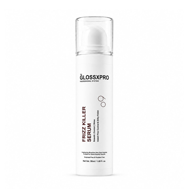 GLOSSXPRO Professional System Frizz Killer Hair Serum | Anti-Frizz Leave-In Hair Serum | Smooths Flyaways, Adds Shine & Heat Protection | Lightweight & Non-Greasy | For Dry, Frizzy & Damaged Hair