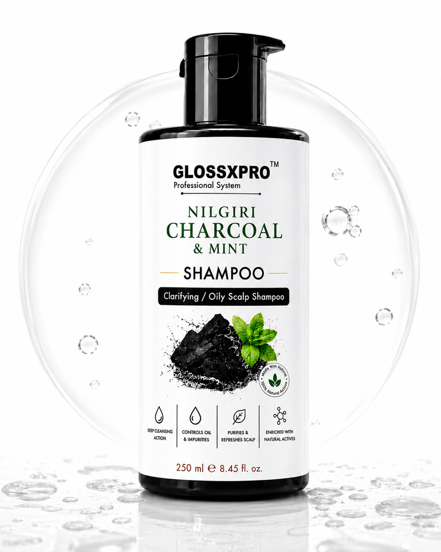 GLOSSXPRO Professional System Nilgiri Charcoal & Mint Clarifying Shampoo